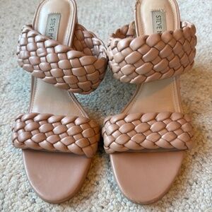 Steve Madden Braided Block Heel Sandals – Tan – Size 8